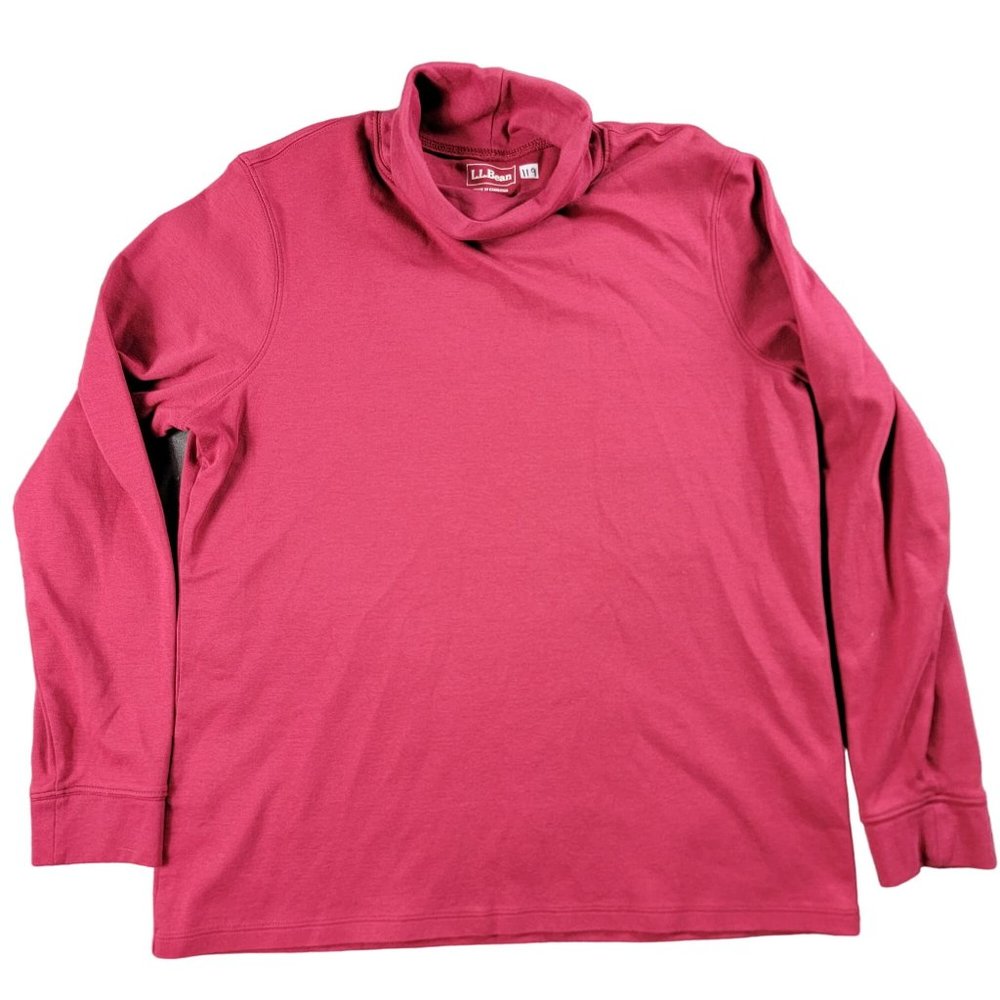 LL Bean Mens Large Red Turtleneck Shirt Regular Fit Long Sleeve Casual Comfort